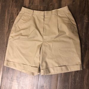 Brooks Brothers high waist khaki shorts wide leg